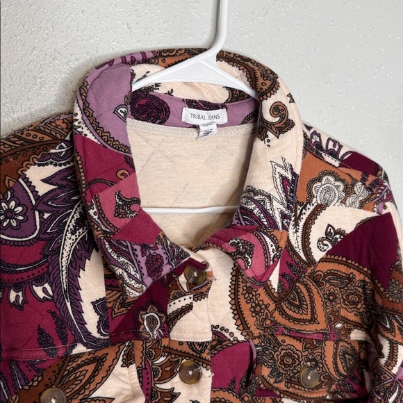 Tribal Jeans Women's Printed Quilted Shacket Paisley Pink Purple XL - Picture 3 of 8
